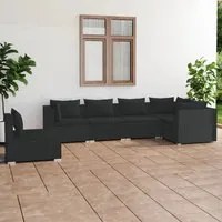 Set Divani da Giardino 6 pz con Cuscini in Polyrattan Nero 3102320