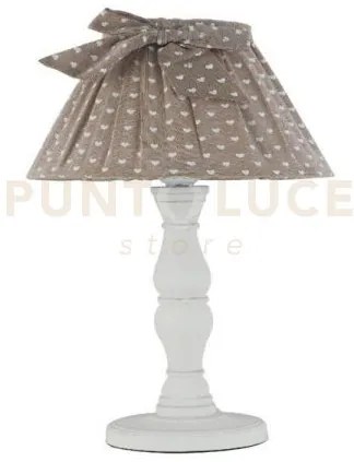 Lume sweet bianco con paralume cuori tortora 1 luce attacco e14 22x...