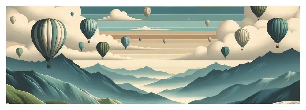 Quadro su tela – Montagne e cielo pieni di palloni