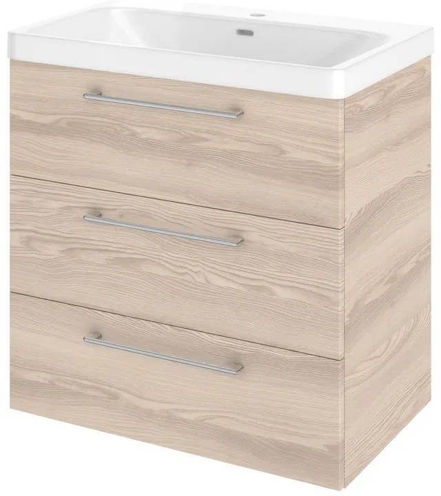 Mobile da bagno sospeso sotto lavabo L 75 x H 58 x P 46 cm marrone opaco, 3 cassetti SENSEA Remix