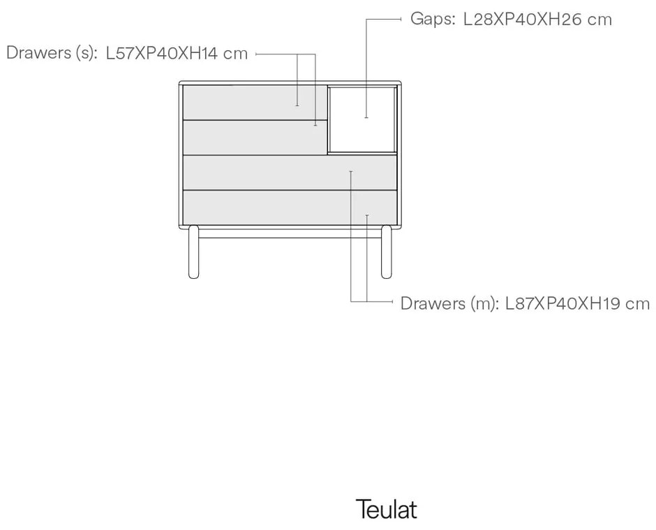 Cassettiera bassa grigio scuro 90x90 cm Corvo - Teulat