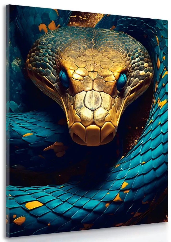 Quadro su tela – Serpente blu-oro