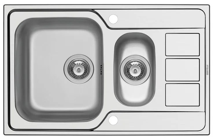 Lavello integrato 1.5 vasche con gocciolatoio a destra DELINIA Athena inox L 50 x L 79 cm argento