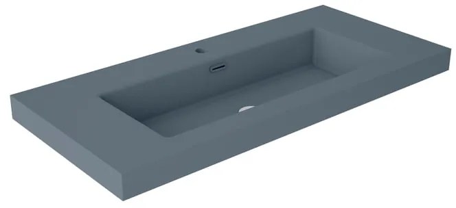 Lavabo a incasso rettangolare vasca centrale Nantes L 101 x H 6 x P 46 cm in resina blu satinato