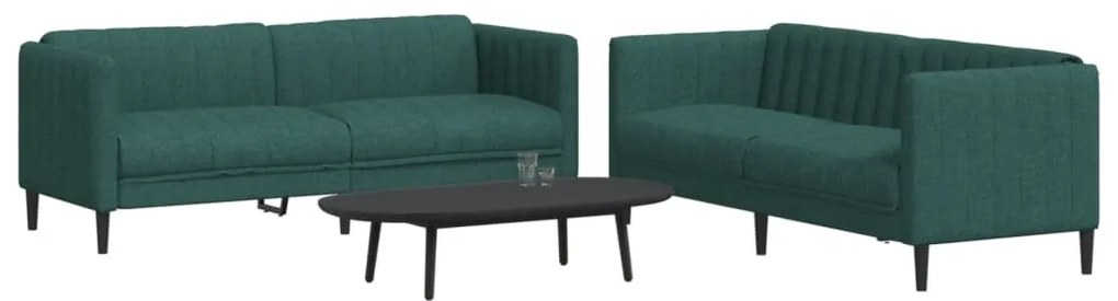 Set Di Divani 2 Pz Verde Scuro İn Tessuto /