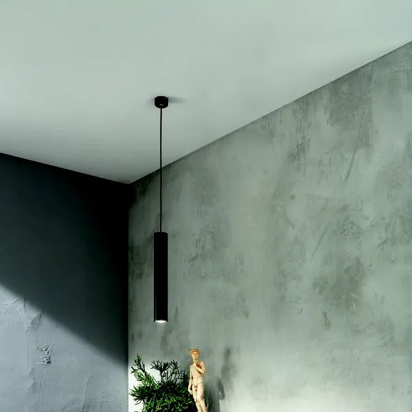 Lampada a sospensione D6 cm in alluminio verniciato a polvere Nero FILO - Grande