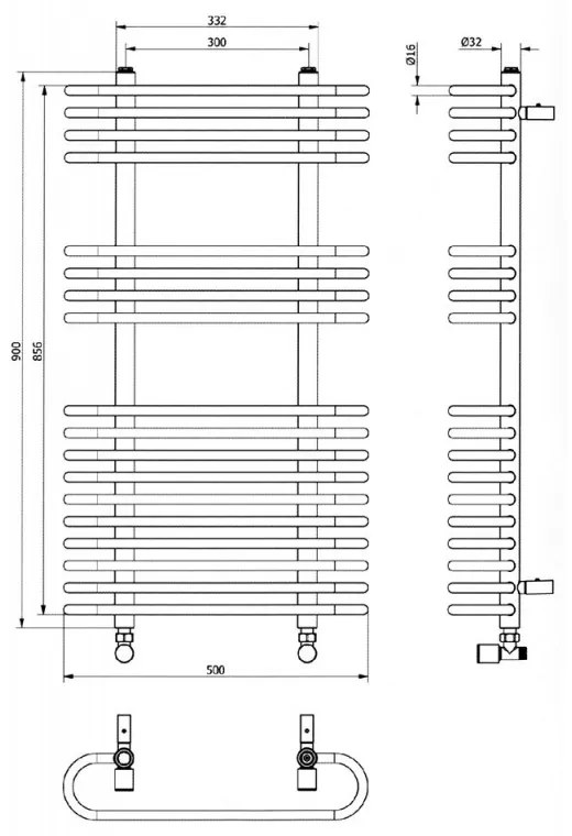 Kamalu - Scaldabagno Termoarredo 500x900mm cromato modello Kam-380