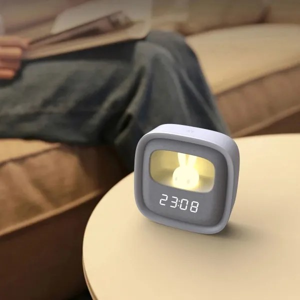 Lampada notturna dimmerabile LED con sveglia BUNNY LED/1,2W/5V 3000K