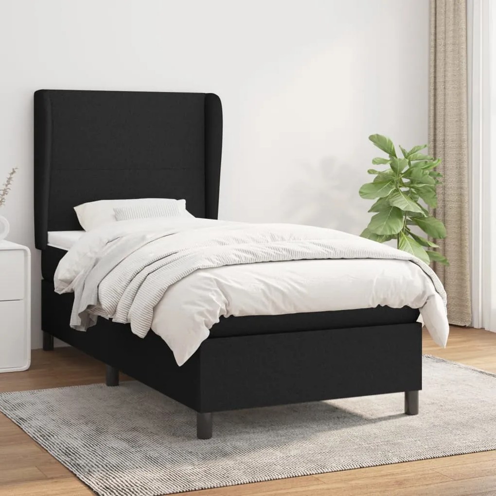 Giroletto A Molle Con Materasso Nero 100x200 Cm İn Tessuto /