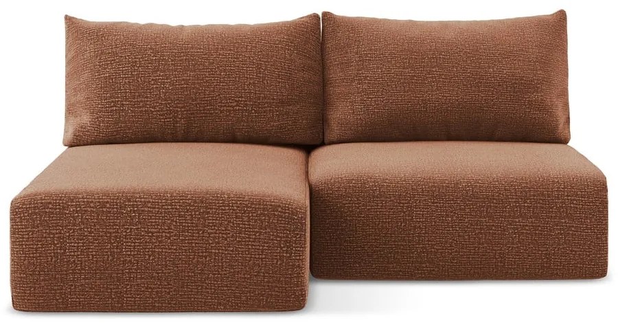 Divano angolare color mattone allungabile/con contenitore (con penisola a sinistra) Kalena – Makamii