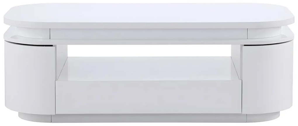 Tavolino 4 ante e 1 cassetto con LED MDF Bianco laccato - VANDANA