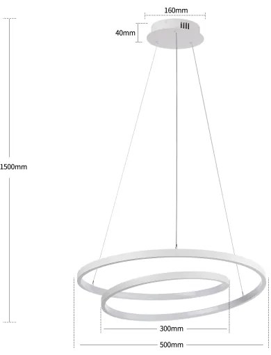 Brilagi-LED Lampadario dimmerabile su cavo TWISTER LED/48W/230V Ø 50 cm bianco + telecomando