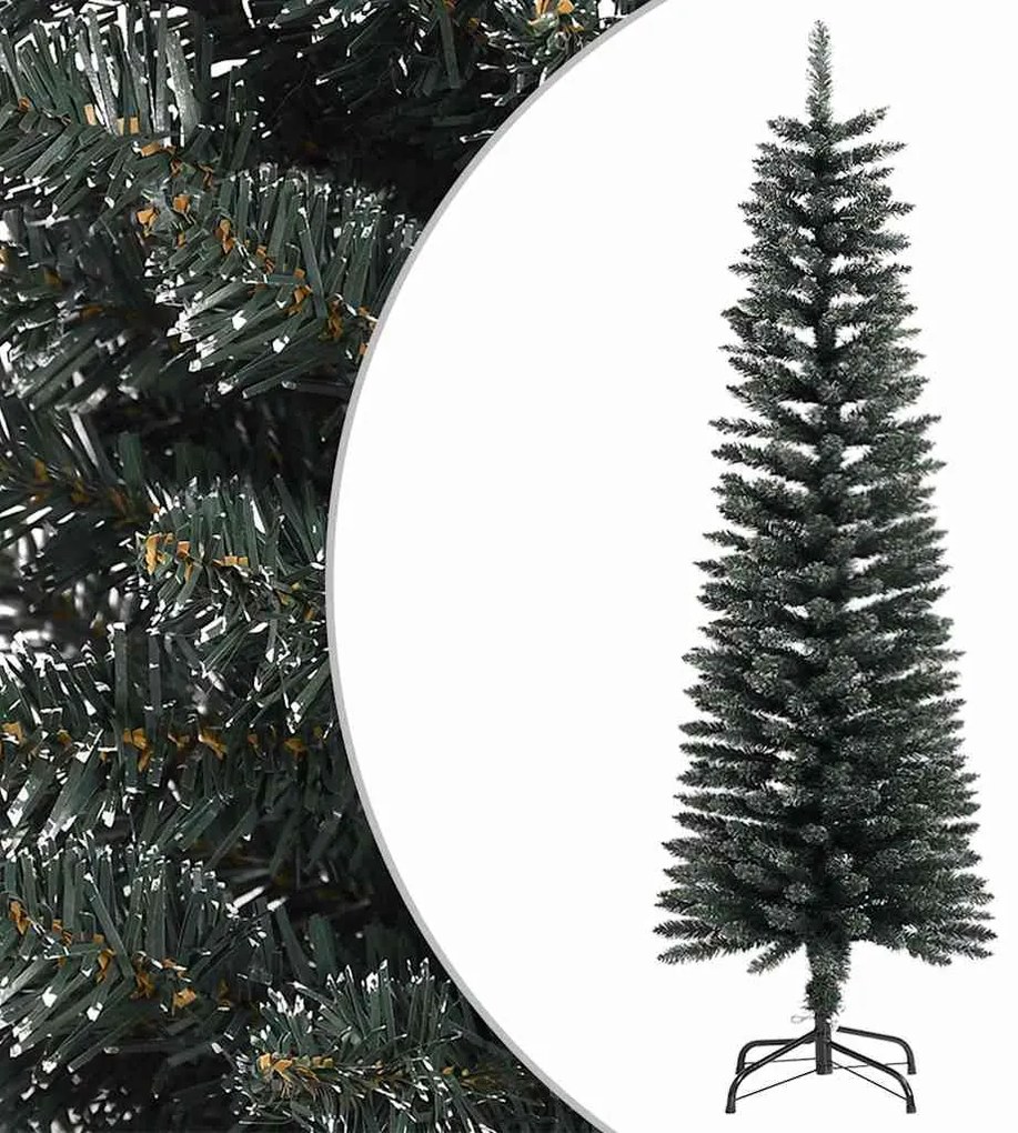 Albero Di Natale Artificiale Sottile Con Base Verde 150 Cm Pvc /