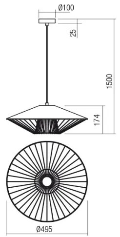Redo 01-3009 - Lampada a sospensione su cavo GRILL 1xE27/42W/230V Ø 49,5 cm nero/marrone