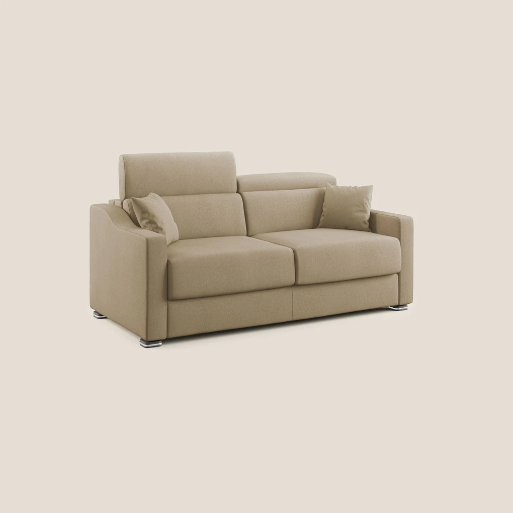 Amber divano letto matrimoniale in tessuto smacchiabile T05 cammello 211 cm (mat. 160x197)