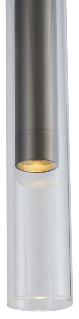 Faretto moderno color canna di fucile con vetro trasparente per sistema a binario monofase - Slimline Loyce