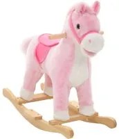 Cavallo a Dondolo in Peluche 65x32x58 cm Rosa 80218