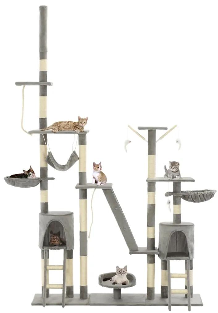 Albero per gatti con tiragraffi in sisal 230-250 cm grigio