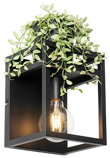Applique da parete industriale nera con mensola - Cage Rack