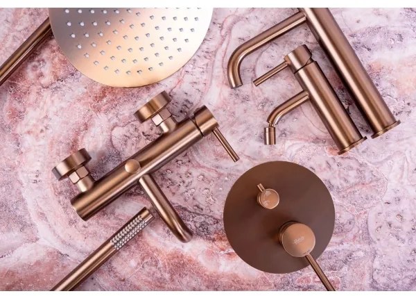 REA-B1112 - Miscelatore per lavabo LUNGO 16,5 cm, finitura in rame spazzolato