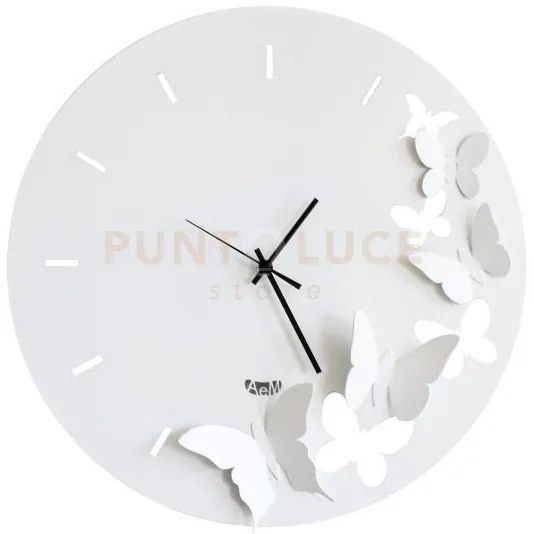 Orologio da parete minimal con farfalle butterfly spring bianco in ...