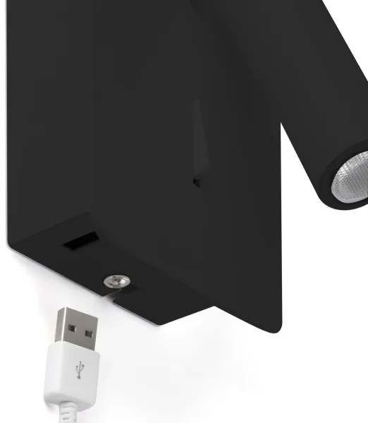 FARO 62116 - Faretto LED da muro  SUAU LED/3W/230V USB nero