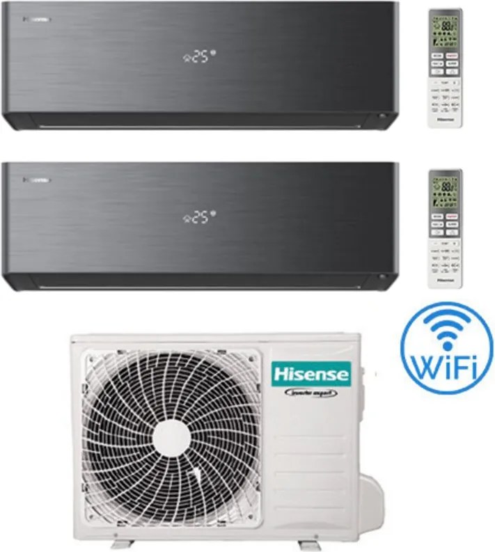 Climatizzatore Condizionatore Hisense Energy Pro X BLACK Wifi R32 Dual Split Inverter 9000 + 9000 BTU con U.E. 2AMW35U4RGC Classe A++/A+