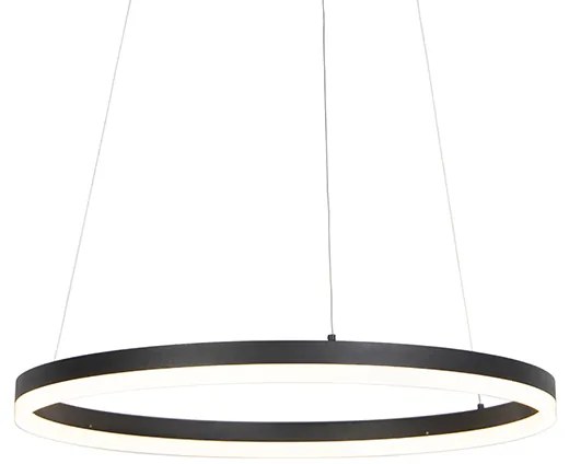 Lampada a sospensione di design nera 60 cm con LED dimmerabile a 3 livelli - Anello
