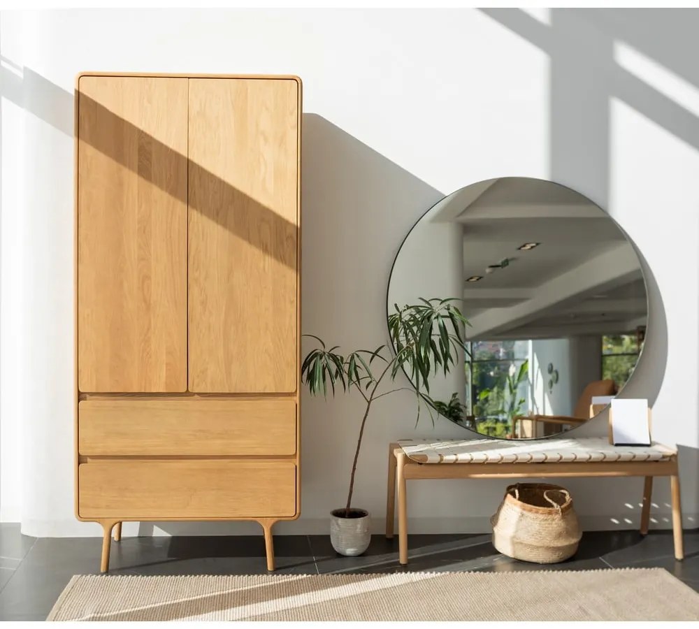 Panchina in colore bianco e naturale Klupa - Gazzda