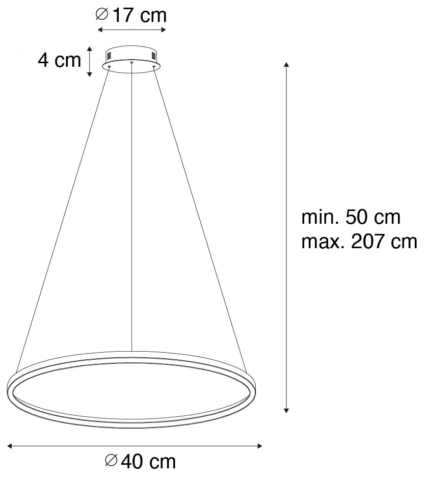 Lampada a sospensione dorata 40 cm con LED dimmerabile a 3 livelli - Girello