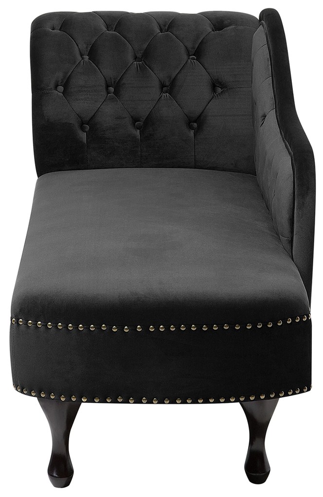 Chaise longue sinistra in velluto nero NIMES Beliani