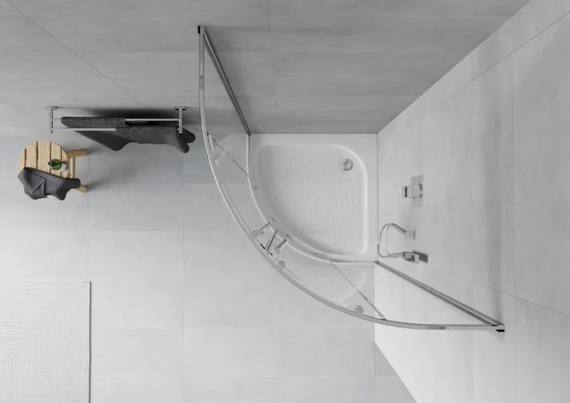 Mexen Rio cabina doccia semicircolare 70 x 70 cm, trasparente, cromo + piatto doccia, bianco - 863-070-070-01-00-4710