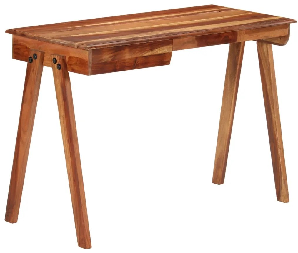 Scrivania Con Cassetto 110x50x77 Cm İn Legno Massello Di Acacia /