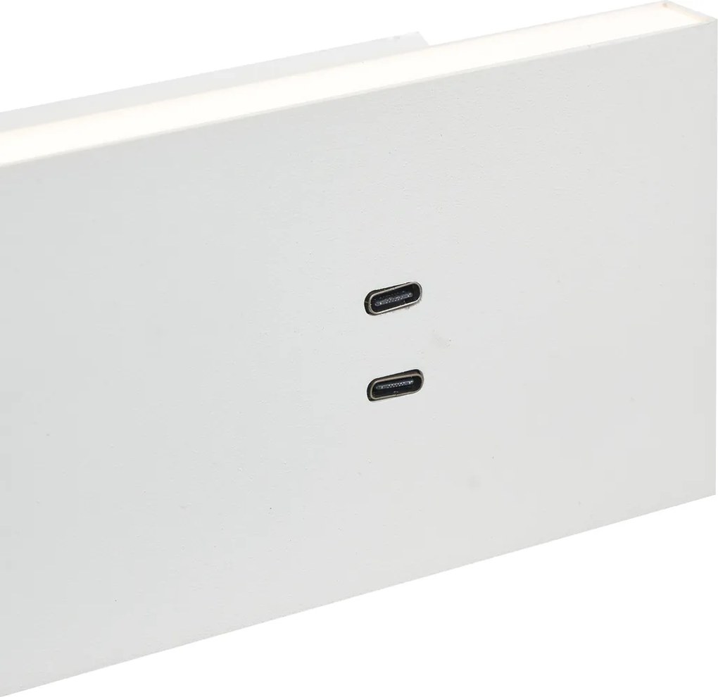 Lampada da parete moderna bianca regolabile con USB-C incl. LED - Modric