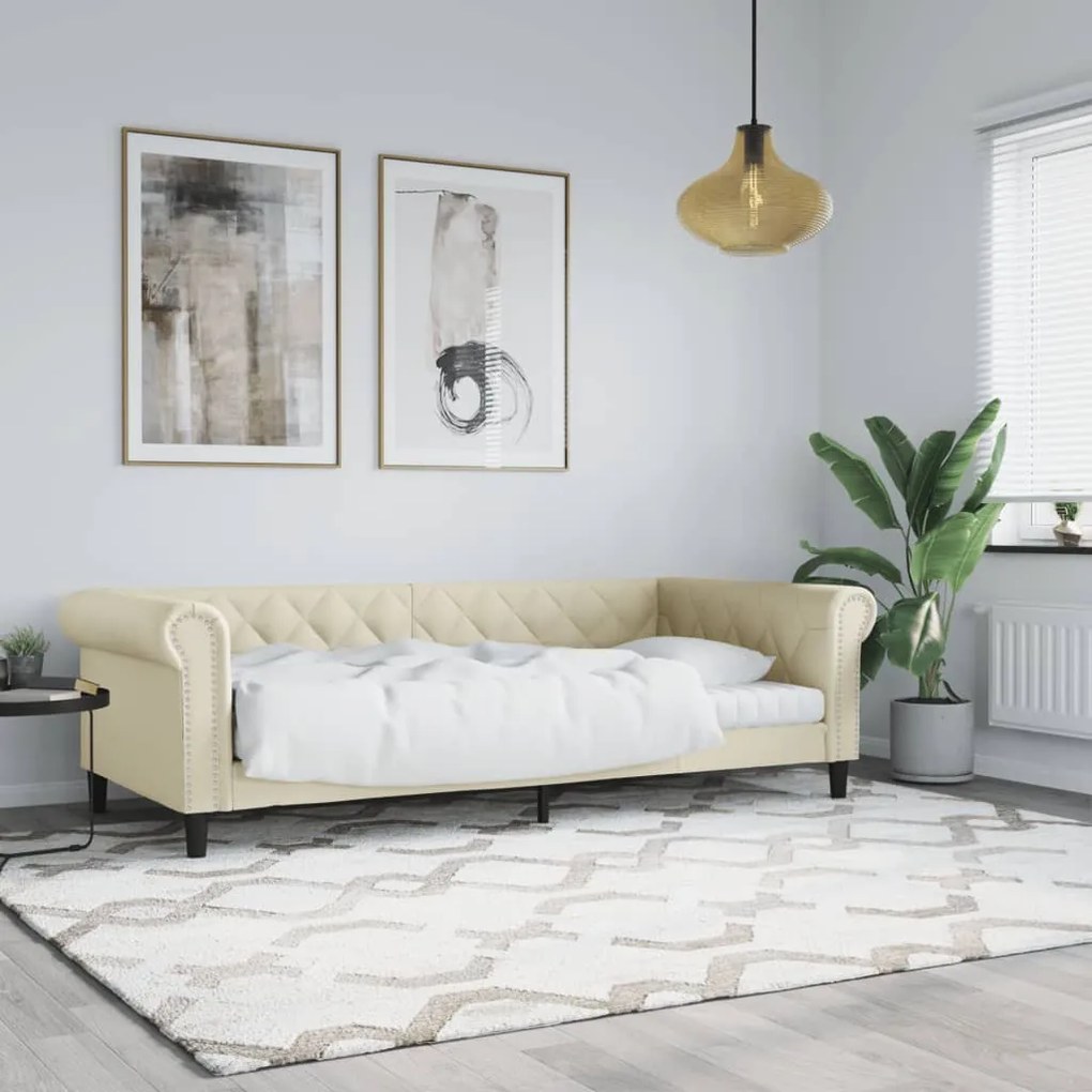 Letto da giorno crema 90x200 cm in similpelle