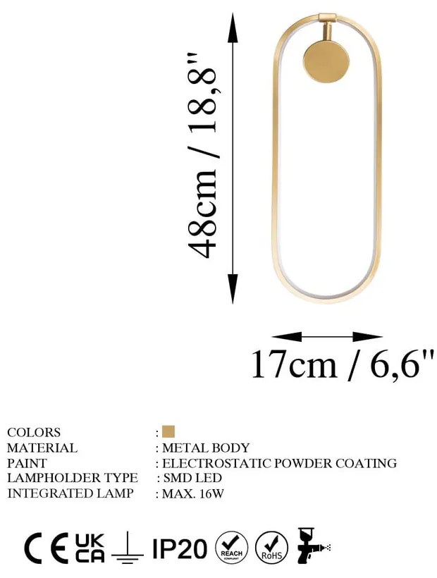 Lampada da parete LED dorata Can – Opviq lights