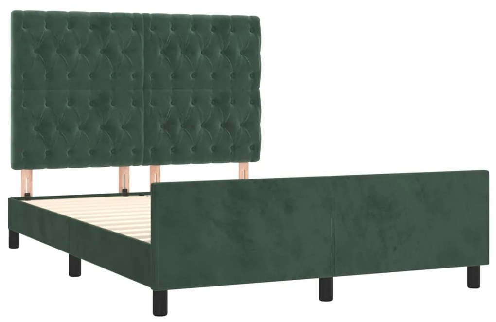 Giroletto senza materasso verde scuro 140x200 cm in velluto