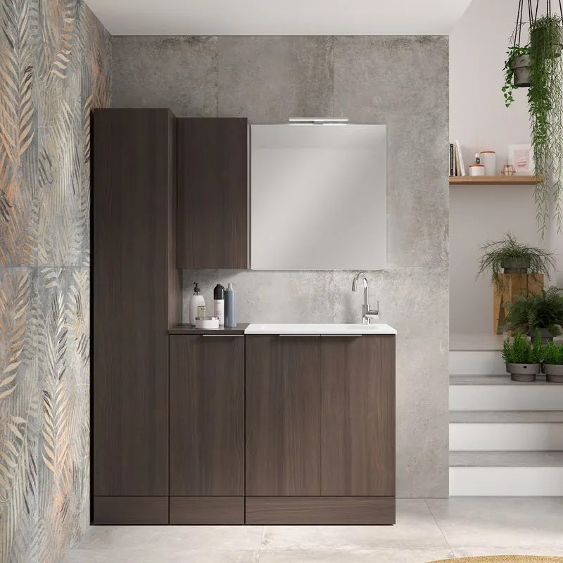 Colonna per mobile bagno Jnka SENSEA 1 anta P 45 x L 35 x H 194 cm legno noce truciolare