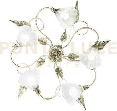 Plafoniera isotta avorio 5 luci attacco e14 68x20cm in metallo con ...