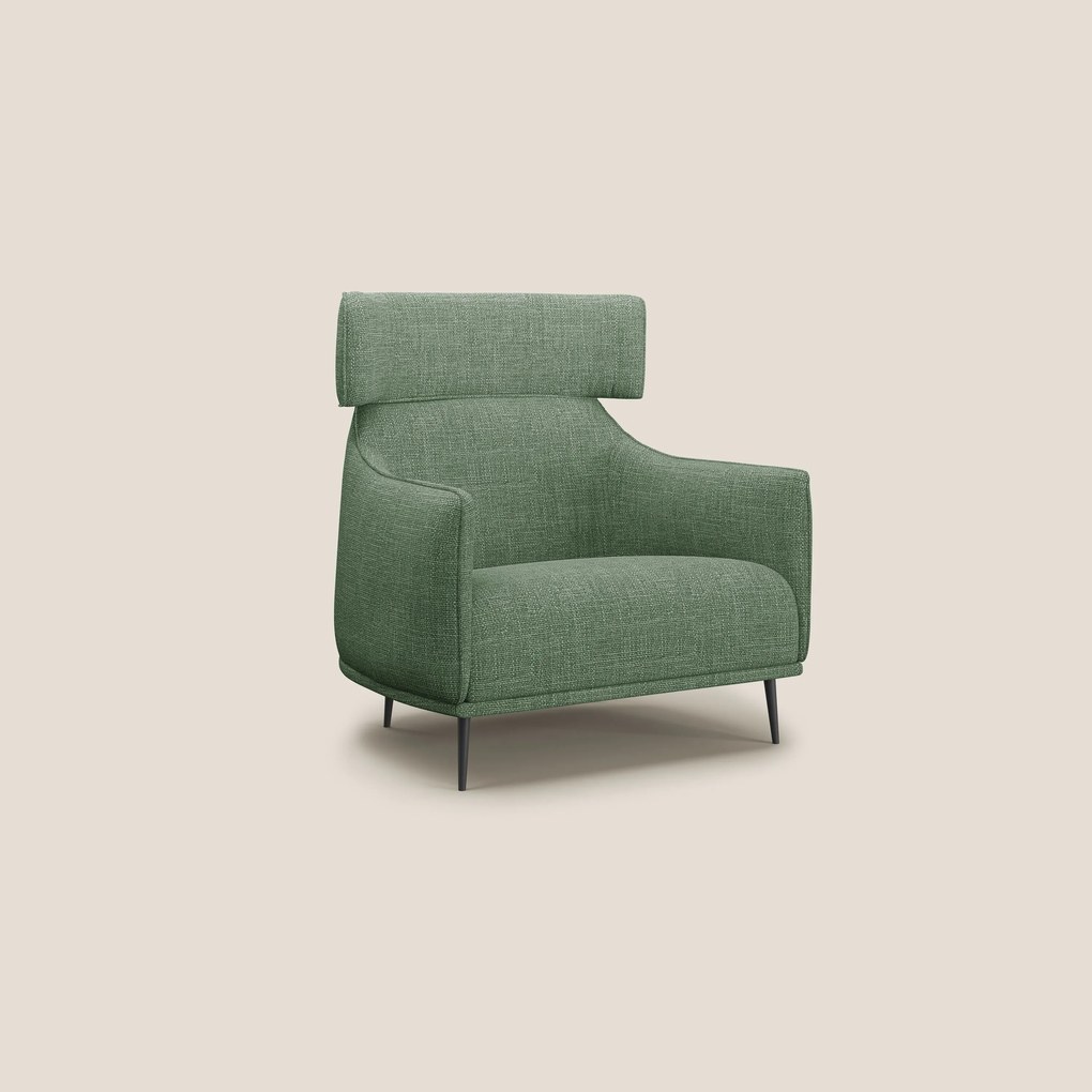 Zelda Poltroncina dal design moderno in morbido tessuto impermeabile T06 verde