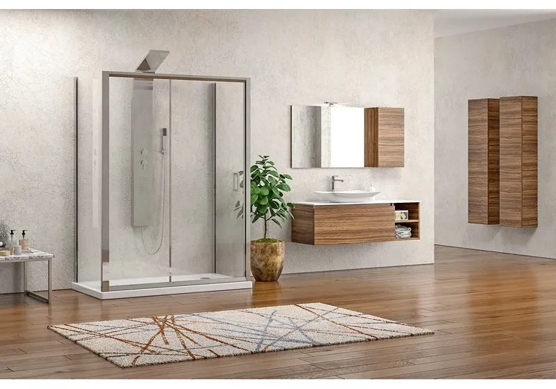 Kamalu - Box doccia 3 lati 80x100x80 apertura scorrevole vetro trasparente K410NS