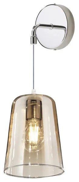 Applique Contemporanea Con Cavo Shaded Metallo Cromo Vetro Ambra 1 Luce E27