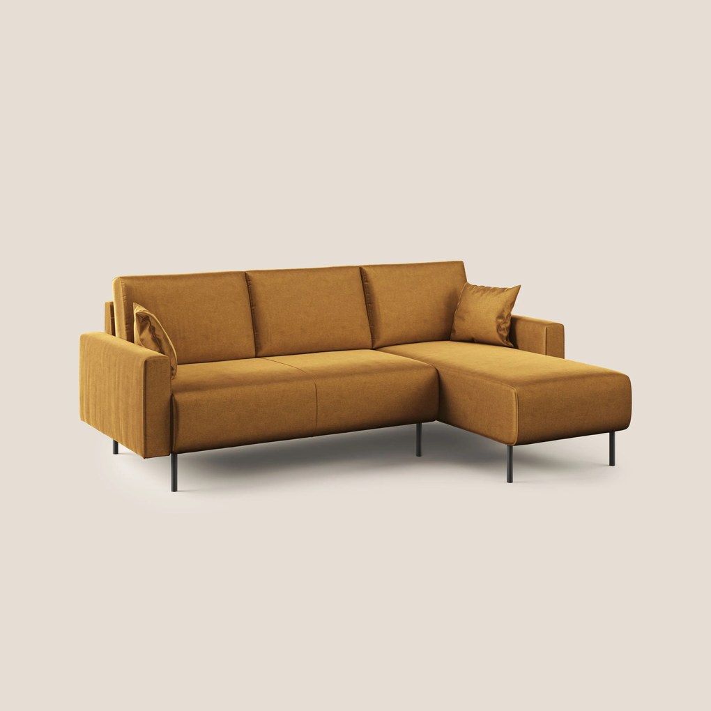 Arthur divano moderno angolare in velluto morbido impermeabile T01 oro