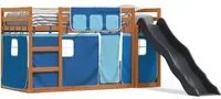 Letto a Castello con Scivolo e Tende Blu 80x200 cm 3284123