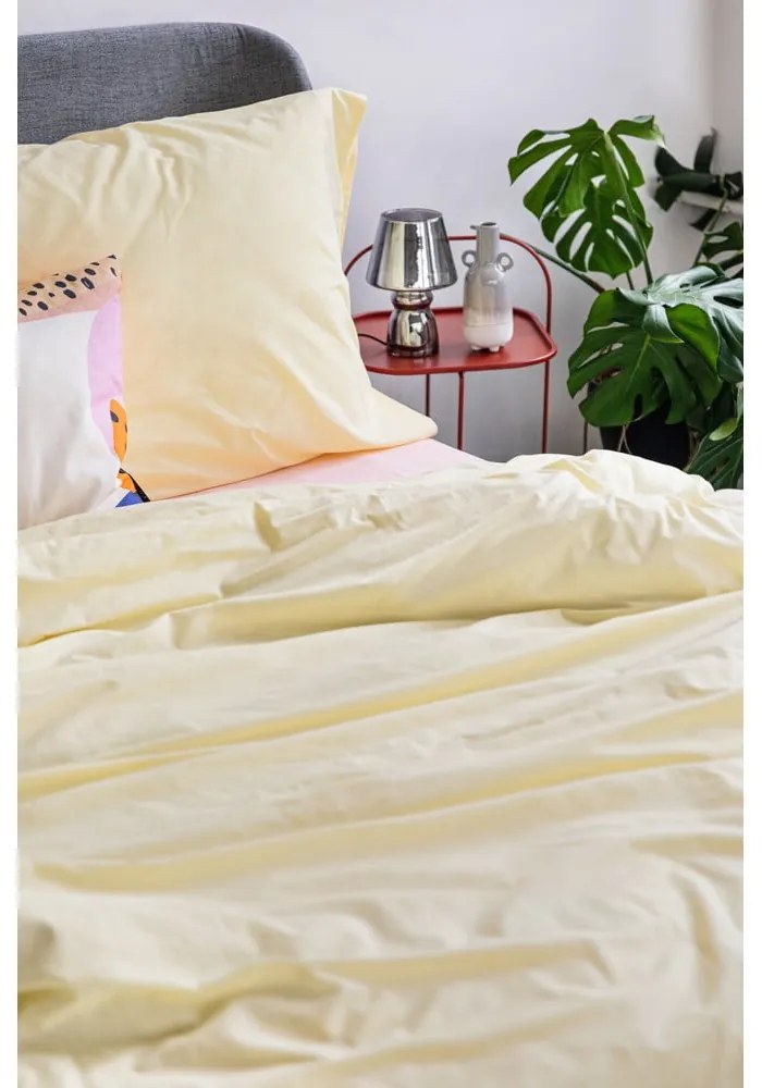 Lenzuola in cotone giallo vaniglia per letto matrimoniale , 200 x 220 cm - Bonami Selection