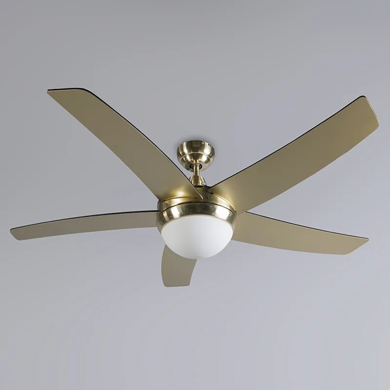 Ventilatore da soffitto oro con stampa legno 132 cm con telecomando - Cool