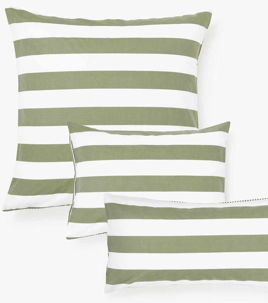 Federa reversibile in cotone a righe Lorena