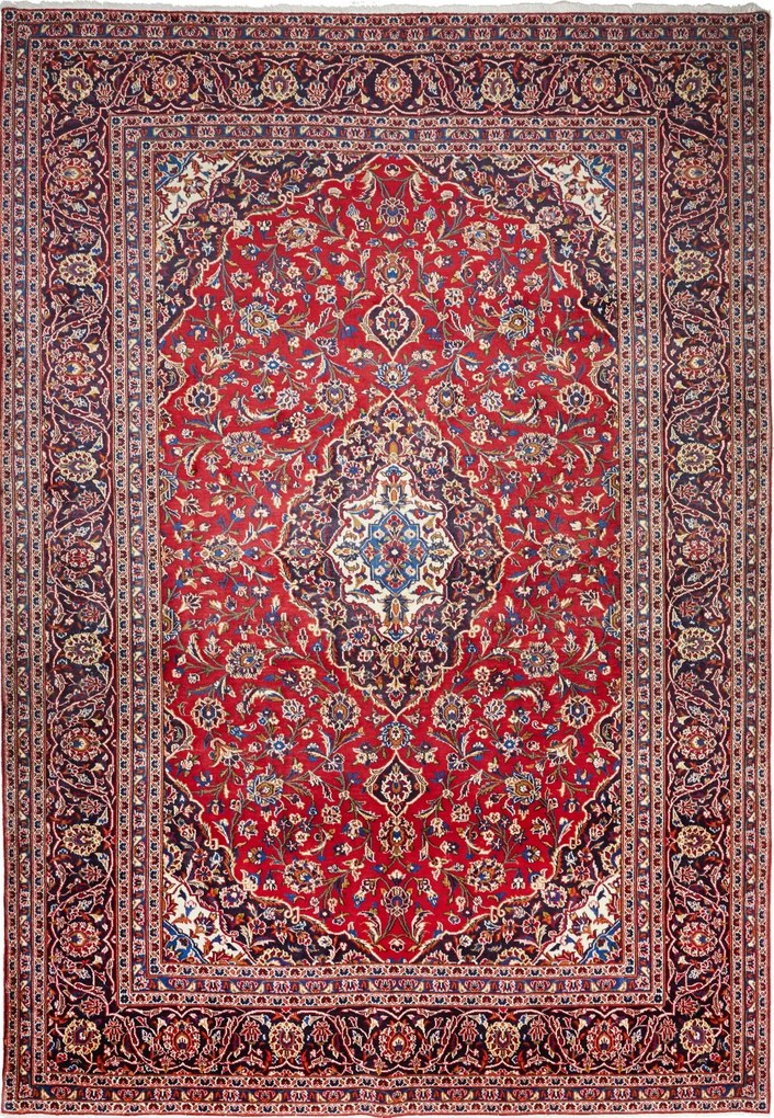 Kashan Tappeto persiano 350 x 240 Rosso (Iran) Annodato A Mano