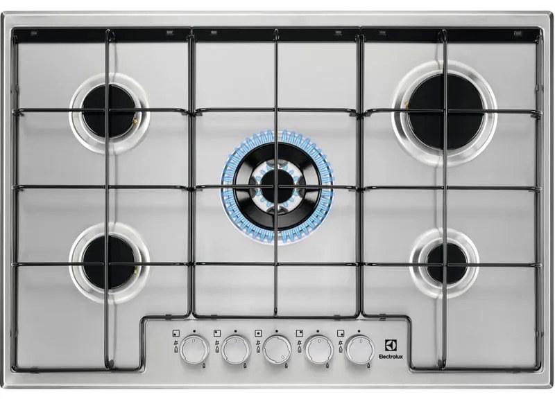 Piano cottura 5 fuochi L 74.4 cm EGS7534X ELECTROLUX silver griglie in inox