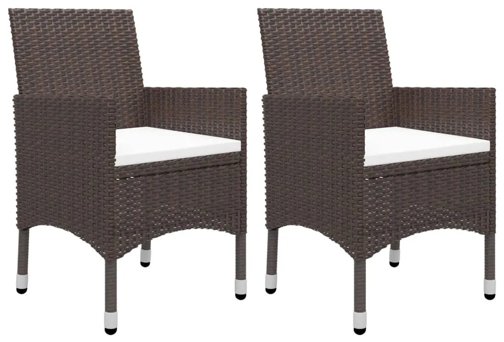 Set da pranzo da giardino 3 pz marrone in polyrattan e vetro